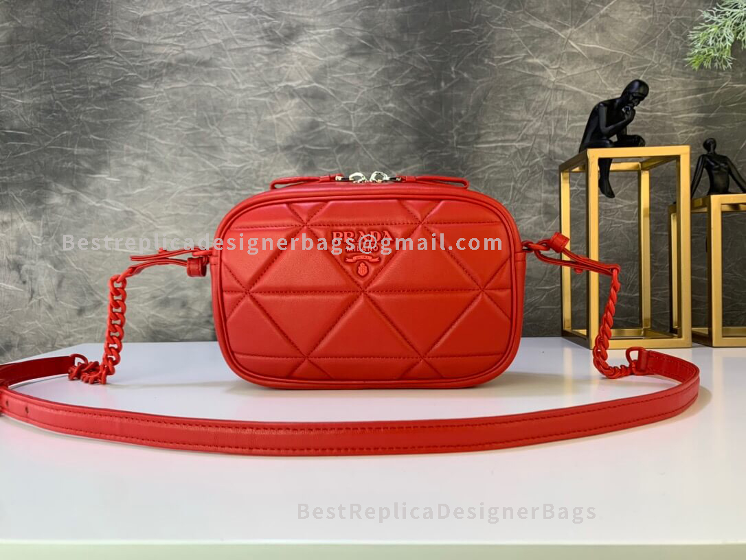 Prada Red Leather Shoulder Bag SHW 141